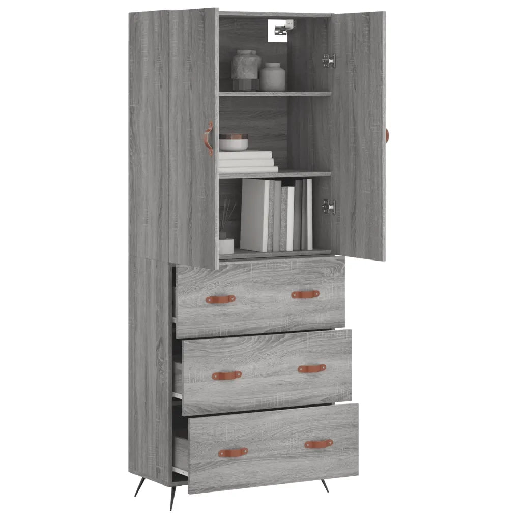 vidaXL Credenza Grigio Sonoma 69,5x34x180 cm in Legno Multistrato