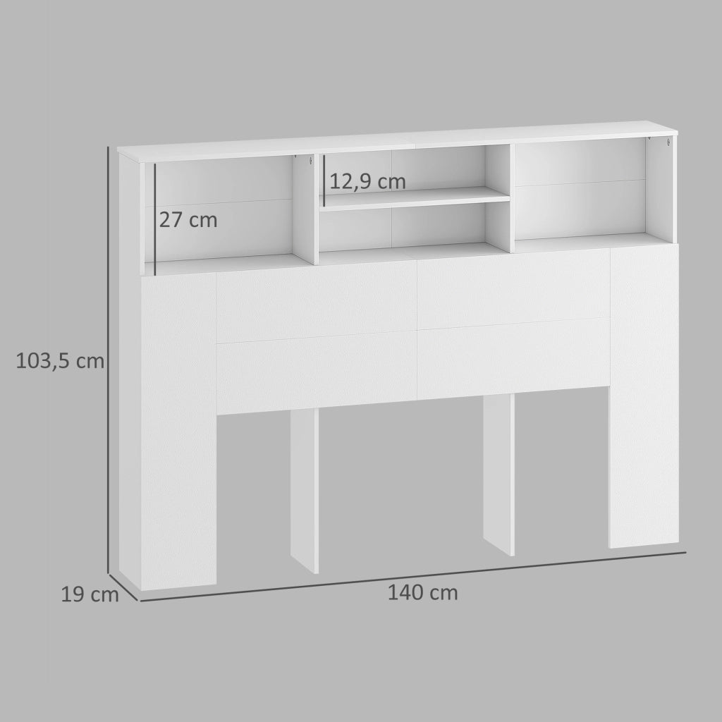 Testiera letto con contenitore ¨C Xylo ¨C 4 vani aperti 140x19x103,5 cm bianco