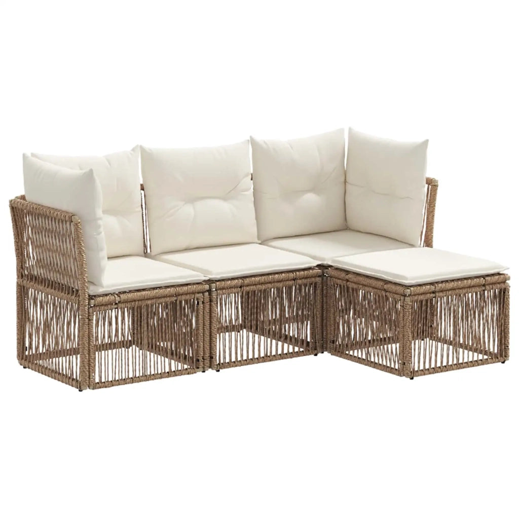 Set Divano da Giardino 4 pcs Beige polyrattan 3434199
