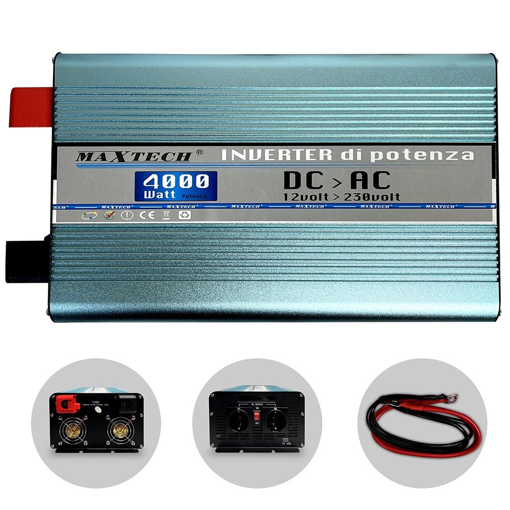 Trade Shop - Inverter Di Potenza 4000 Watt Con Onda Sinusoidale Pura 12 V A 230 V Tsl4000-12v -