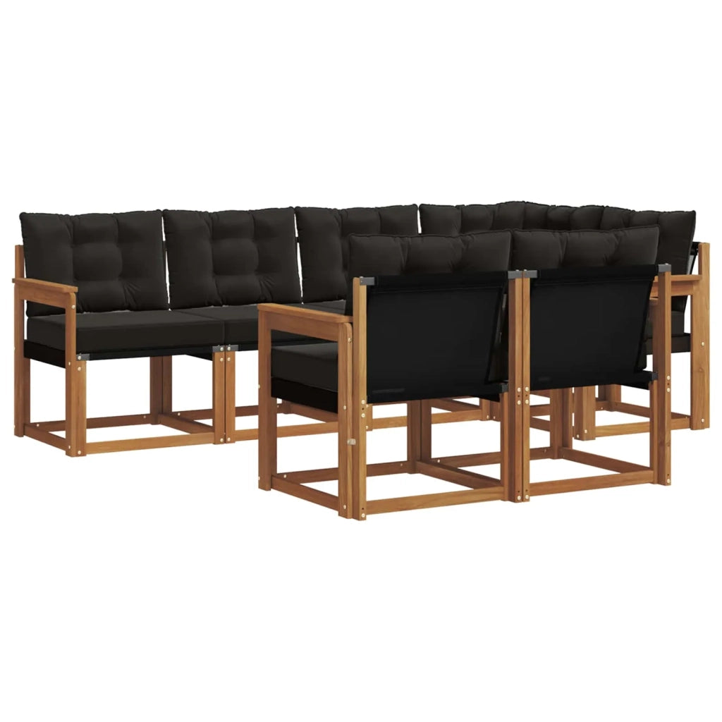 Set di divani da esterno con cuscino 7 pcs Naturale e Nero 3368755