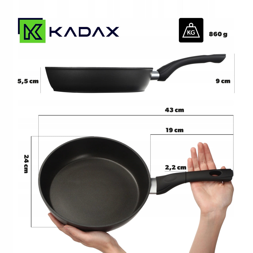 Padella antiaderente KADAX da 24 cm, piccola, per piani cottura a gas e induzione.