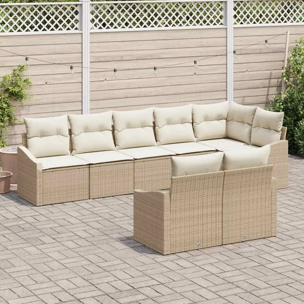 Set di divani con cuscino 8 pcs Beige polyrattan 3346771