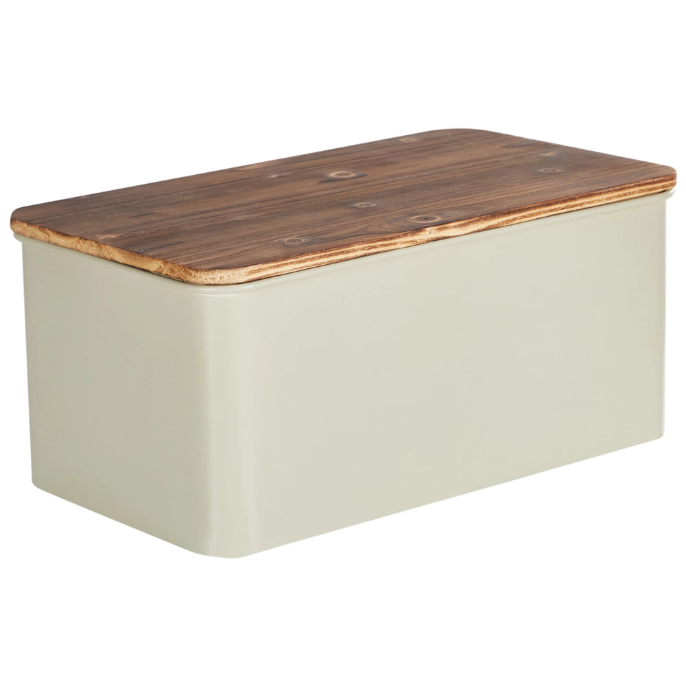 Scatola per pane Beige Bin Iron 30 x 17 x 16 cm Decorativa elegante con coperchio