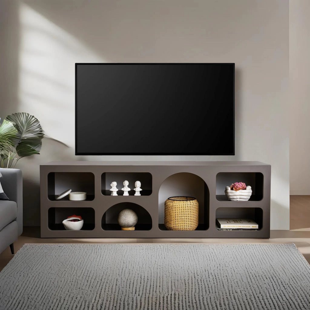 Credenza in legno "Ferlis" - 160 x 40 x 51 cm - Grigio antracite