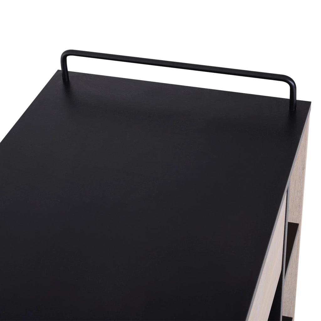EasyComfort Carrello da Cucina Multiuso Moderno con Ruote Cassetto Anta in Legno Rovere, 76,5x40x82cm