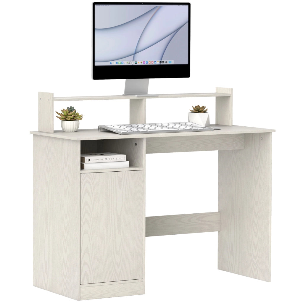 Scrivania Moderna con Scaffale e Ripiani ¨C zephmum ¨C Crema 108x50x94 cm