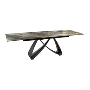 Tavolo da pranzo ZAREL – Estensibile da 180 a 260 cm – Ceramica e vetro temperato – Effetto marmo grigio talpa