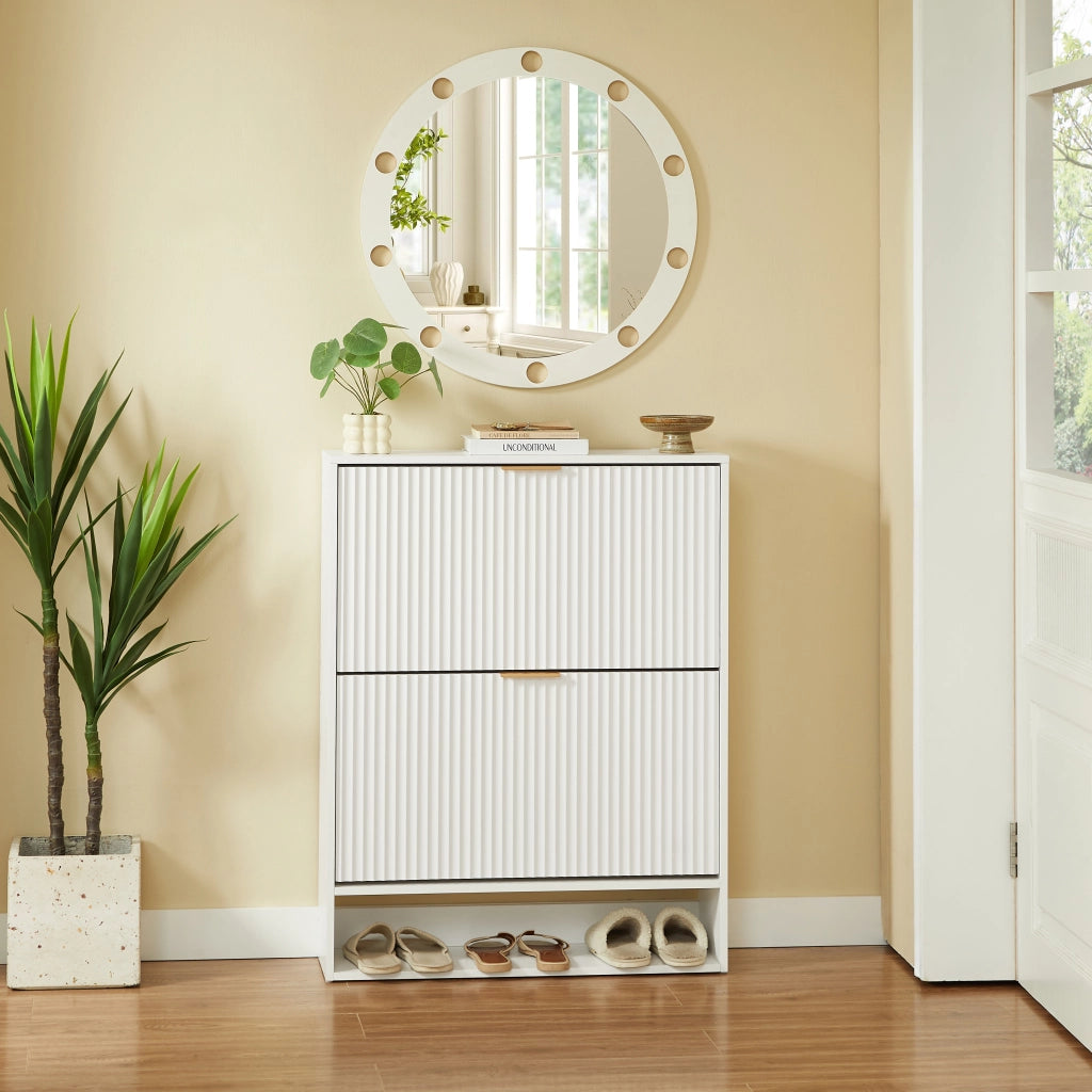 Scarpiera salvaspazio 80 x 24 x 102 cm in bianco con ripiani regolabili e sistema antiribaltamento