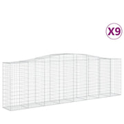 Set di 9 gabbioni ad arco per recinzione gabbia o muro di contenimento 400 x 50 x 120/140 cm ferro zincato argento 02_0041309
