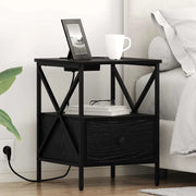 Armadio da Notte con cassetto Rovere Nero 41,5 x 40,5 x 55 cm 859550