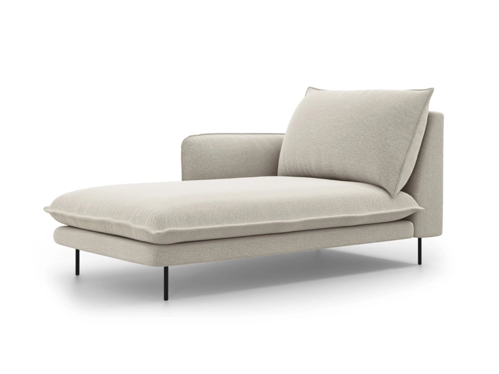 Cosmopolitan Design - Chaise longue sinistra "Vienna" in tessuto strutturato beige chiaro 
