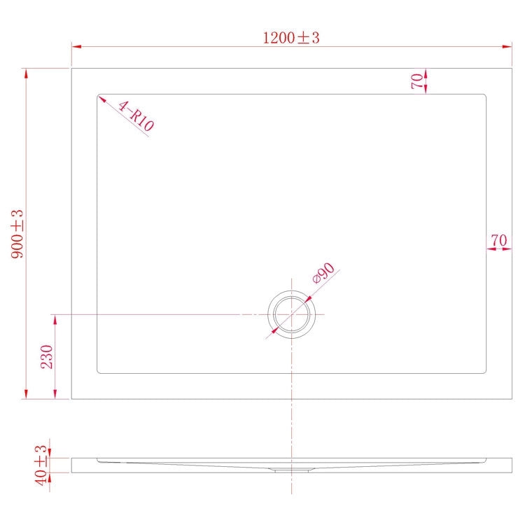 Piatto Doccia Slim 90x120x4 cm Rettangolare Acrilico Bordato Bianco Effetto Pietra mod. Flower