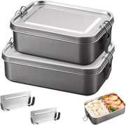 Set di 2 contenitori per pane in acciaio inossidabile con separatore da 850 ml + 1400 ml contenitore per picnic impermeabile e lavastoviglie lavabile e ripiegabile 304 contenitori per cibo per lavoro e outdoor