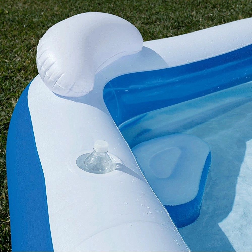 Trade Shop - Piscina Gonfiabile Fuoriterra 213 X 207 X 69 Cm Con Portabicchieri Cuscini -
