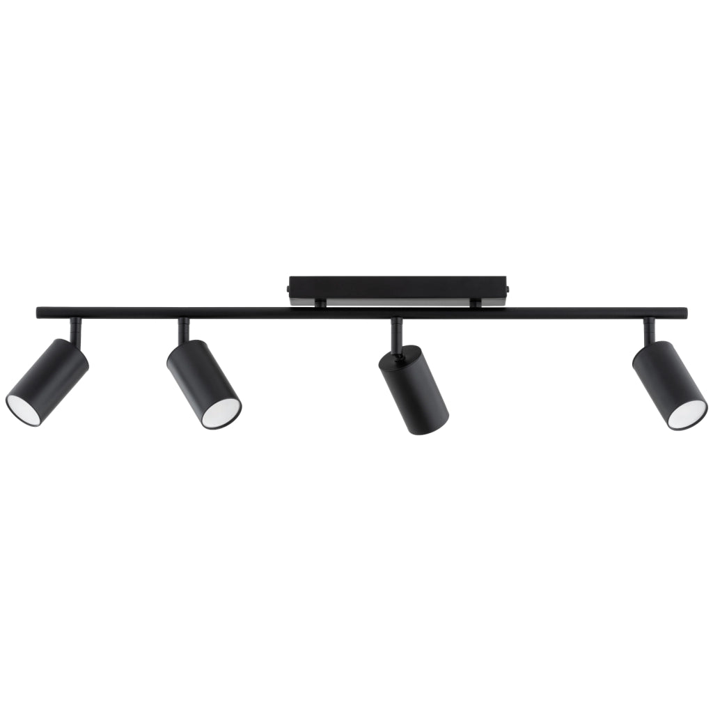 Plafoniera moderna nera a barra 75cm 4 faretti GU10