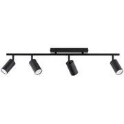 Plafoniera moderna nera a barra 75cm 4 faretti GU10
