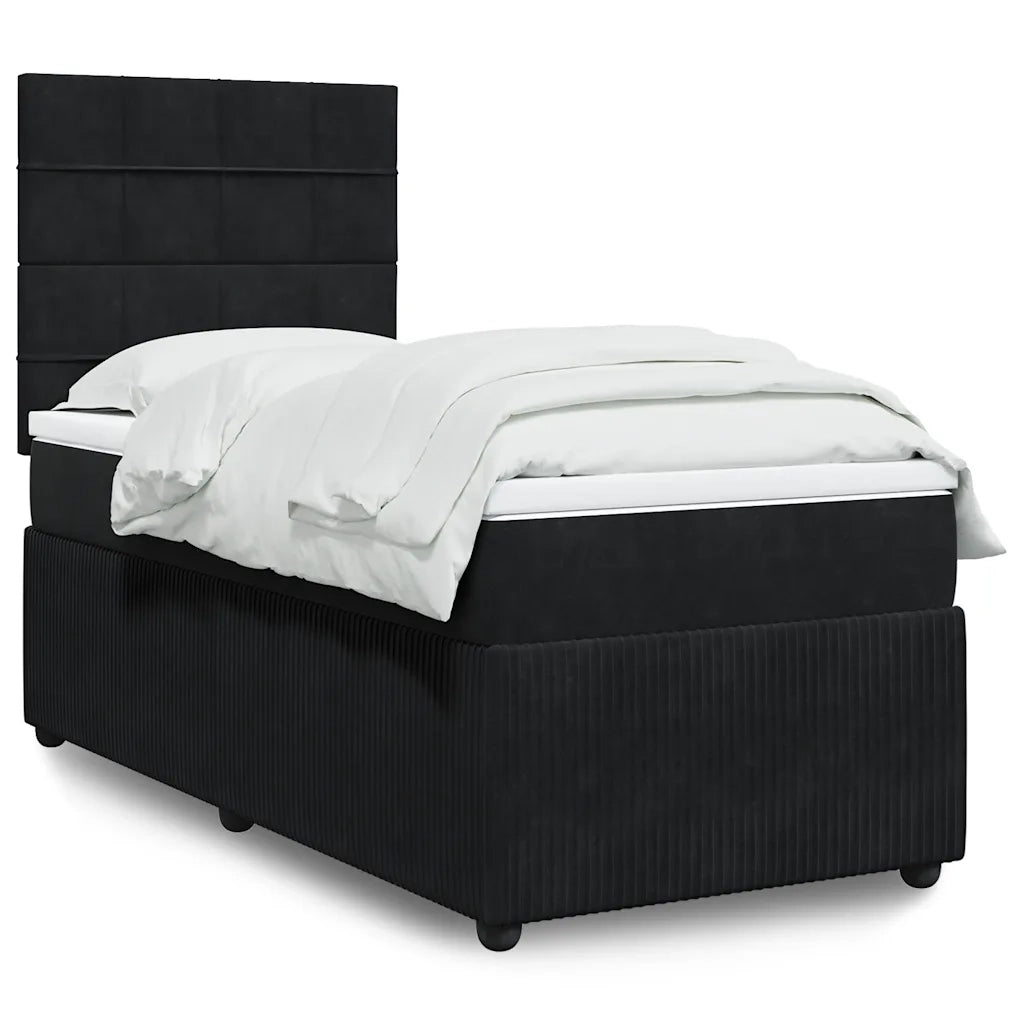 vidaXL Giroletto a Molle con Materasso Nero 80x200 cm in Velluto