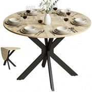 Tavolo da pranzo pieghevole rotondo ¨C Xylo ¨C legno naturale gambe acciaio 2-6 persone