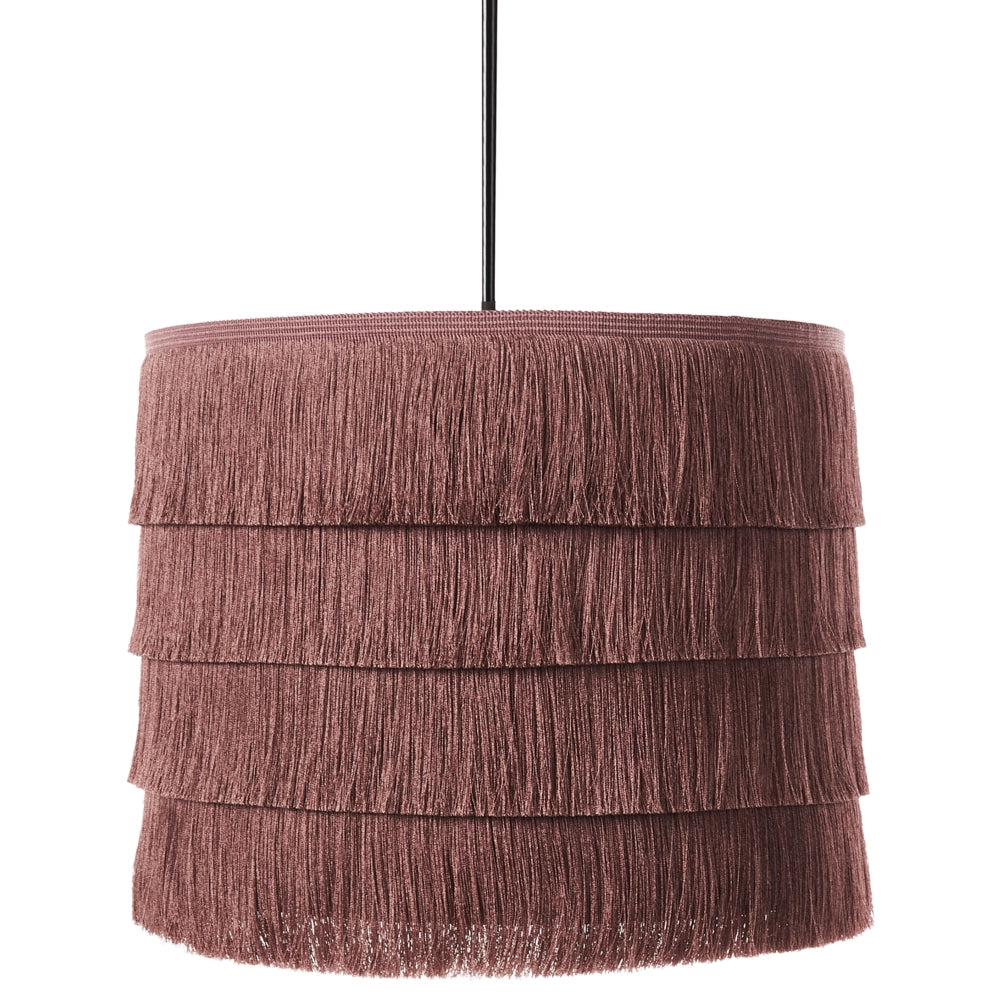 Lampada a sospensione in tessuto poliestere rosa con frange Design moderno Luce per il soggiorno