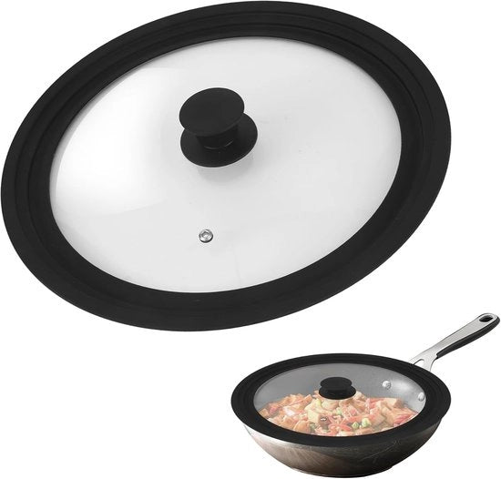 Pannendeksel universale - Multifunzionale - Adatto per padelle e pentole - 1 pezzo - Resistente al calore - Coperchio in vetro