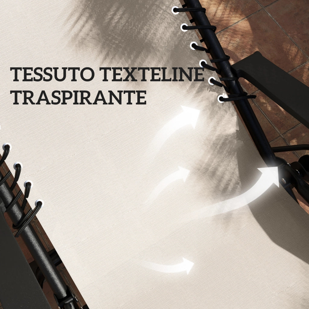 Set 2 Sedie Sdraio a Gravit¨¤ Zero Pieghevoli con Schienale Regolabile e Tavolino, Beige