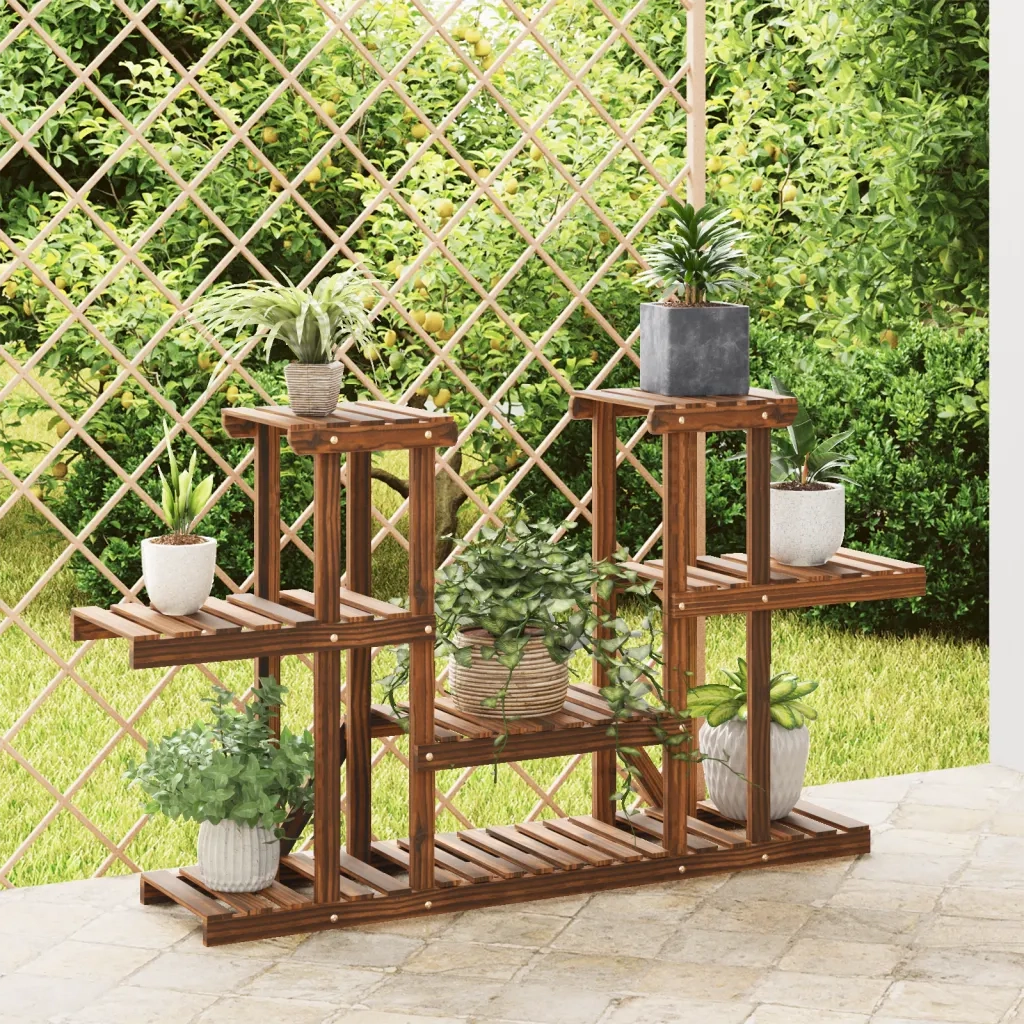Portafiori-Supporto per Piante-Rastrelliera per Fiori 110x25x73 cm in Legno Massello di Abete