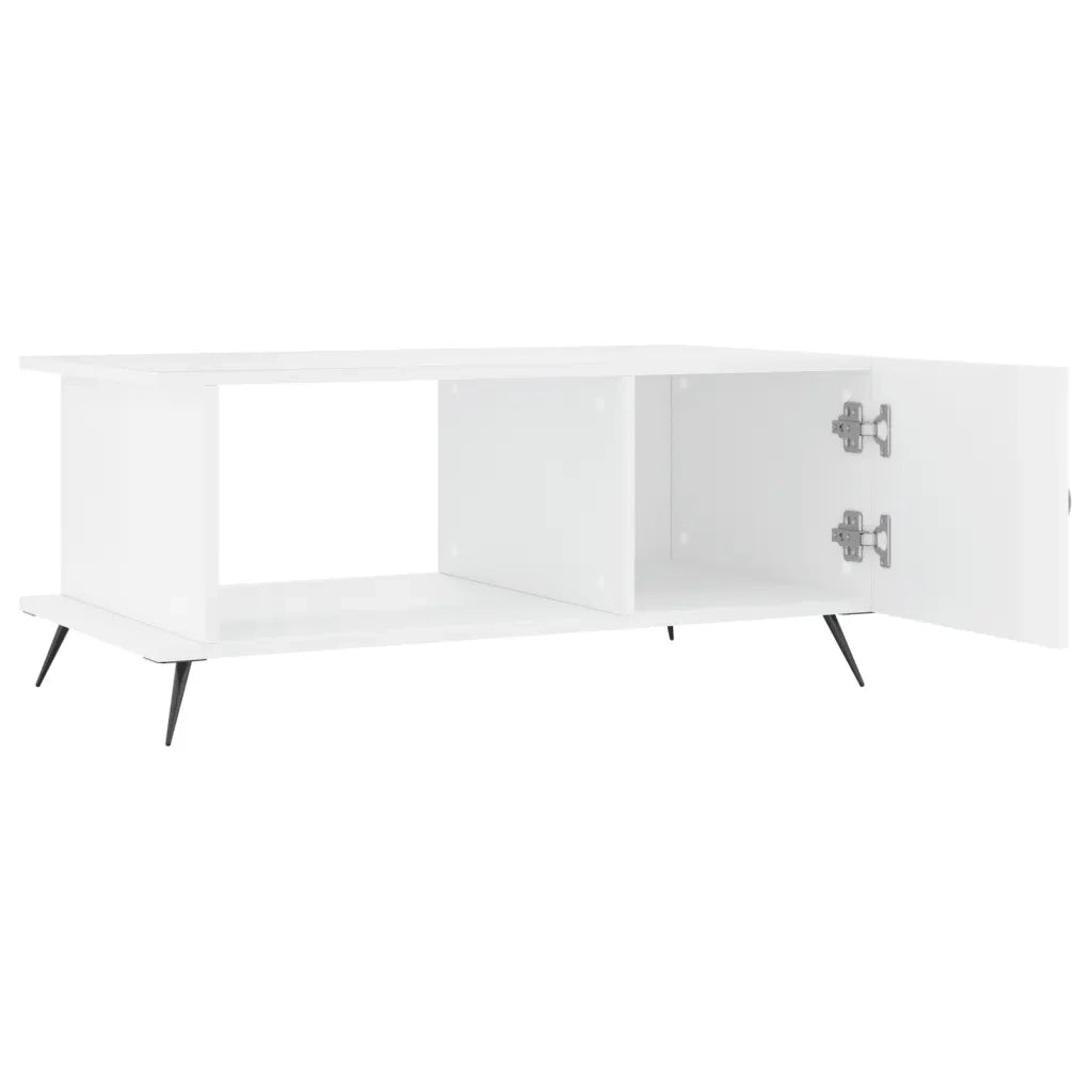 Tavolino da Salotto Bianco Lucido 90x50x40 cm Legno Multistrato