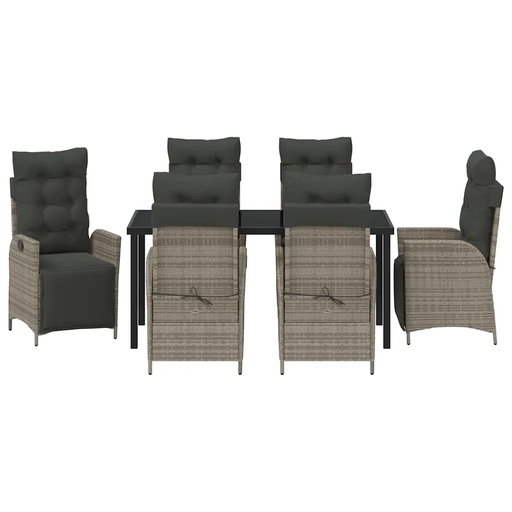 Set da Pranzo per Giardino con cuscino 7 pcs Grigio polyrattan 3380551