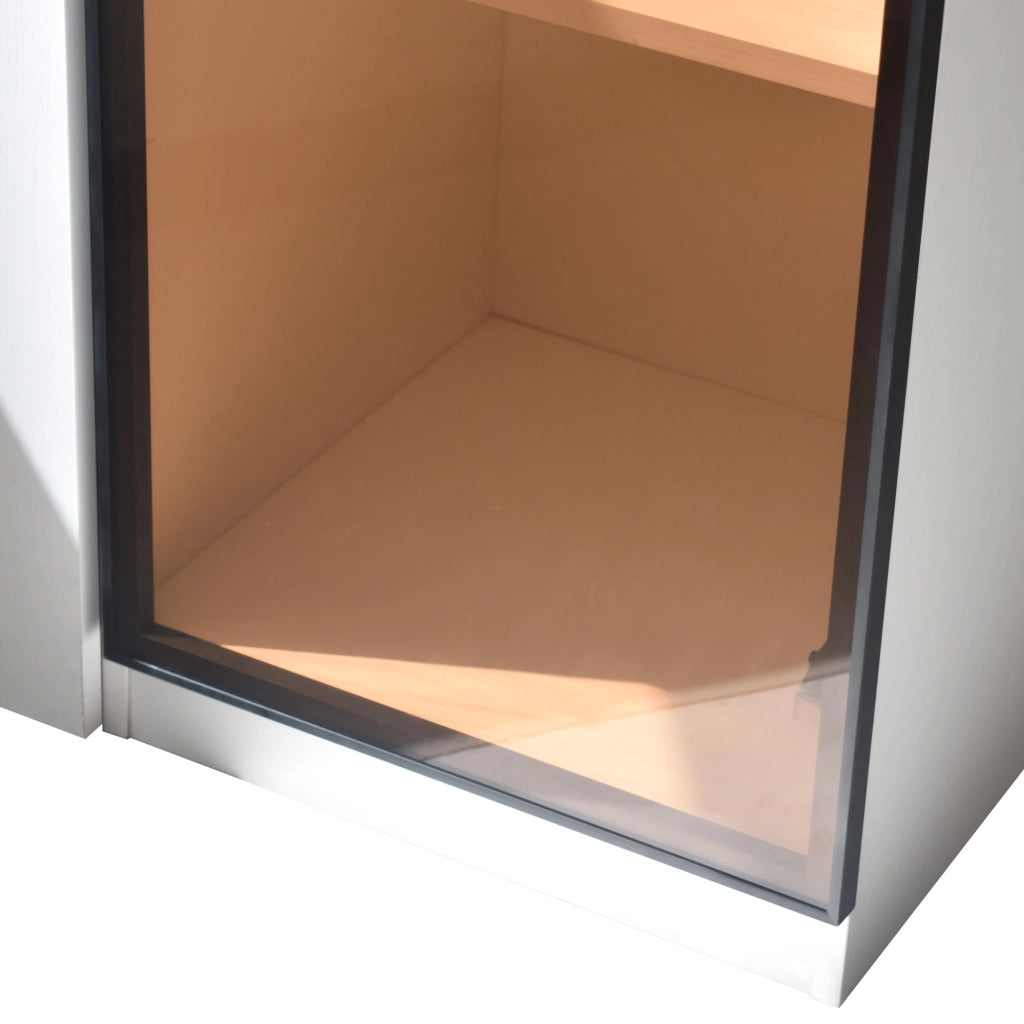 Vetrina con Anta in Vetro e LED; con Ampio Cassetto Laterale Estraibile; Stile Moderno; in MDF; Bianco; 110;5??35??160 cm
