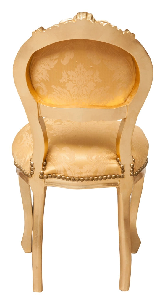 Biscottini Sedia stile francese Luigi XVI in legno massello di faggio ORO/ORO poltroncina