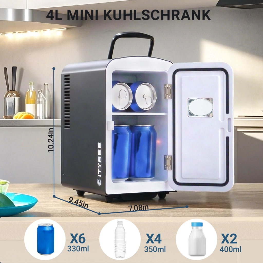 ZMH Mini frigo 4L nero 12V/230V silenzioso per auto campeggio ufficio