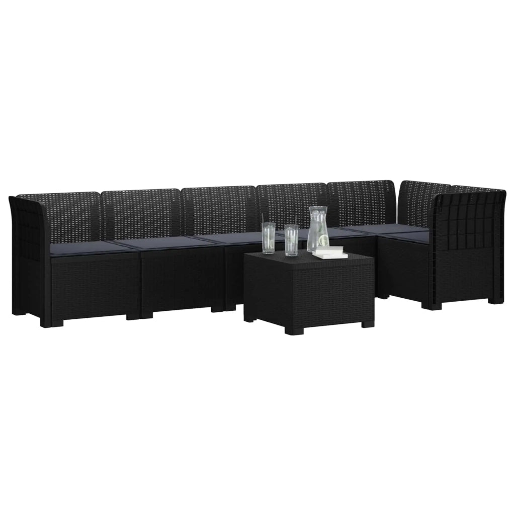 Divano da Giardino 6 Posti con Cuscini Aspetto Rattan PP 3444109