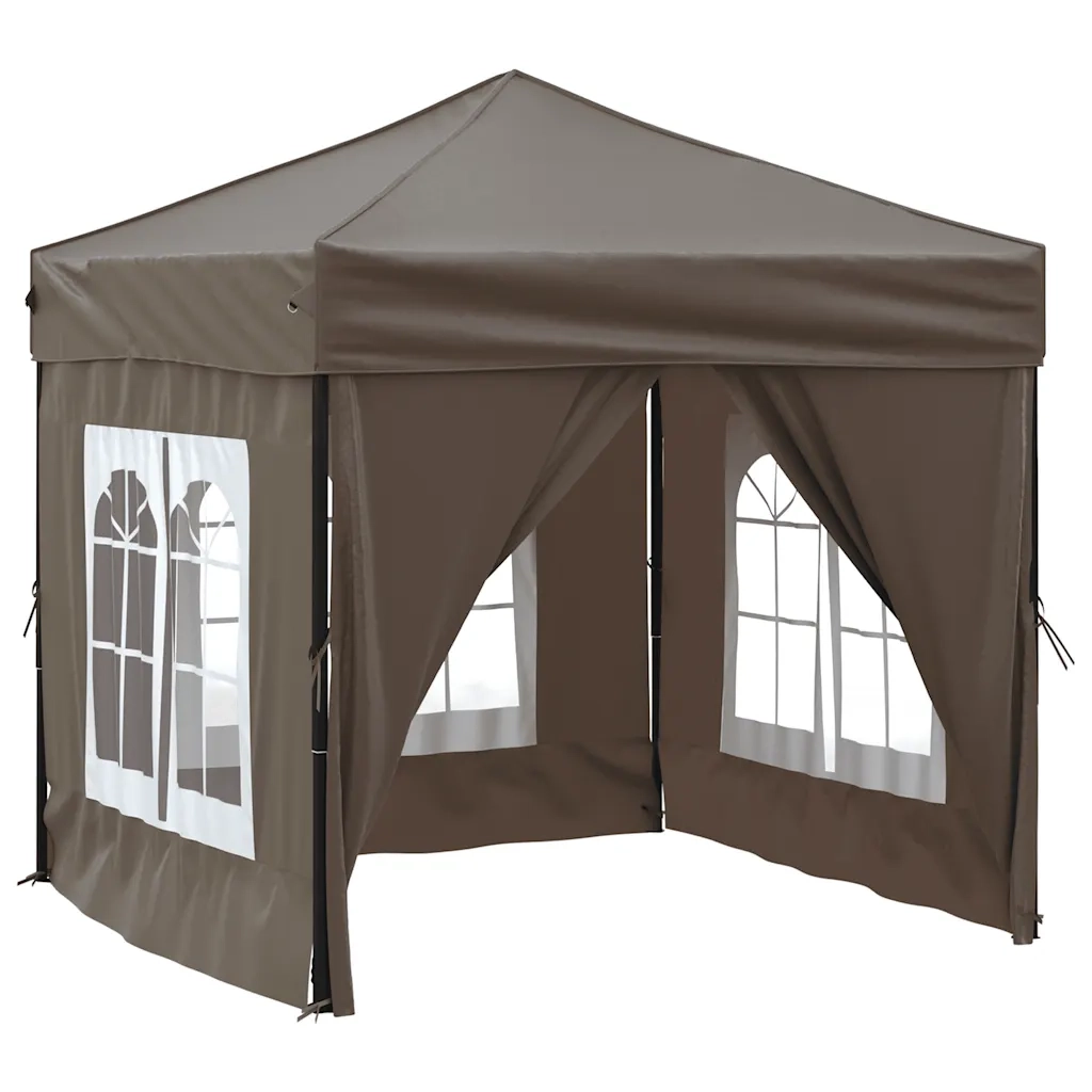 Tenda per Feste Pieghevole con Pareti Laterali-Tenda Gazebo Tortora 2x2 m 469317