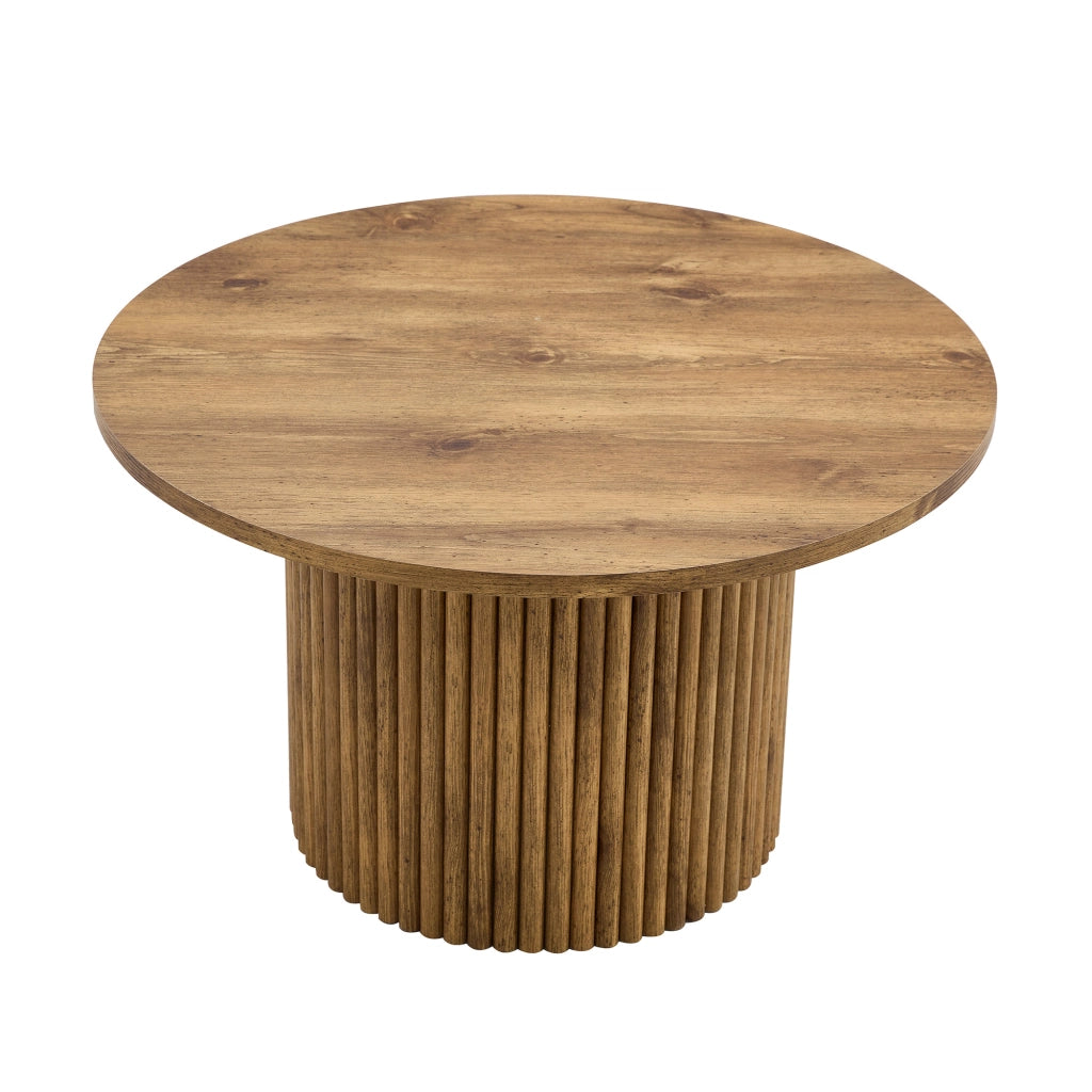 TAVOLINO DA CAFFÈ Rotondo 70 cm MDF Effetto Legno con Struttura in Metallo