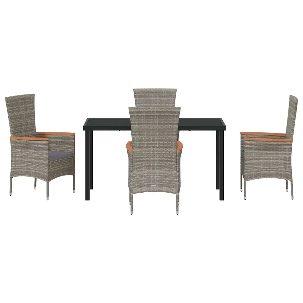 Set da Pranzo per Giardino con cuscino 5 pcs Grigio