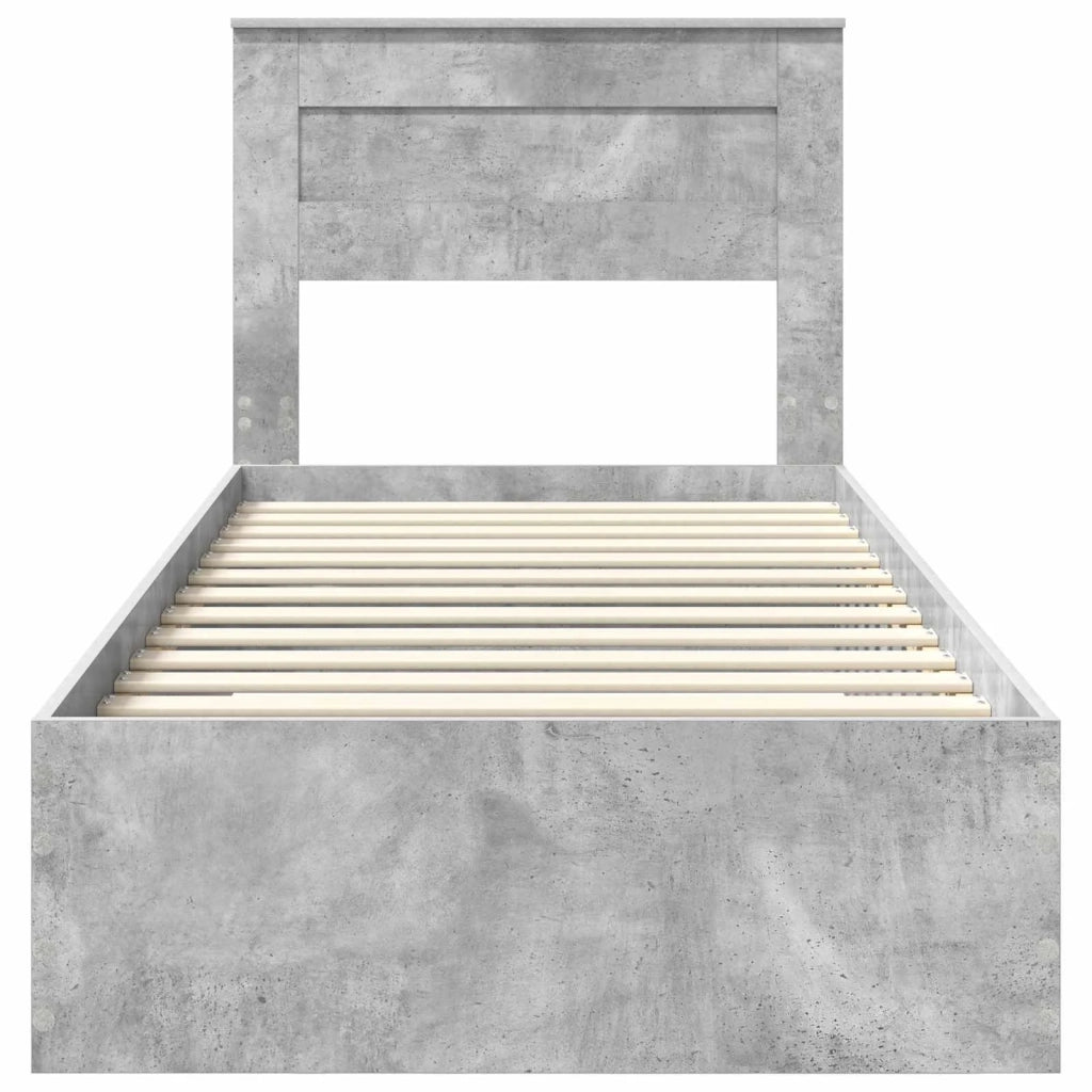 Struttura del letto con testiera Grigio cemento 90 x 190 cm