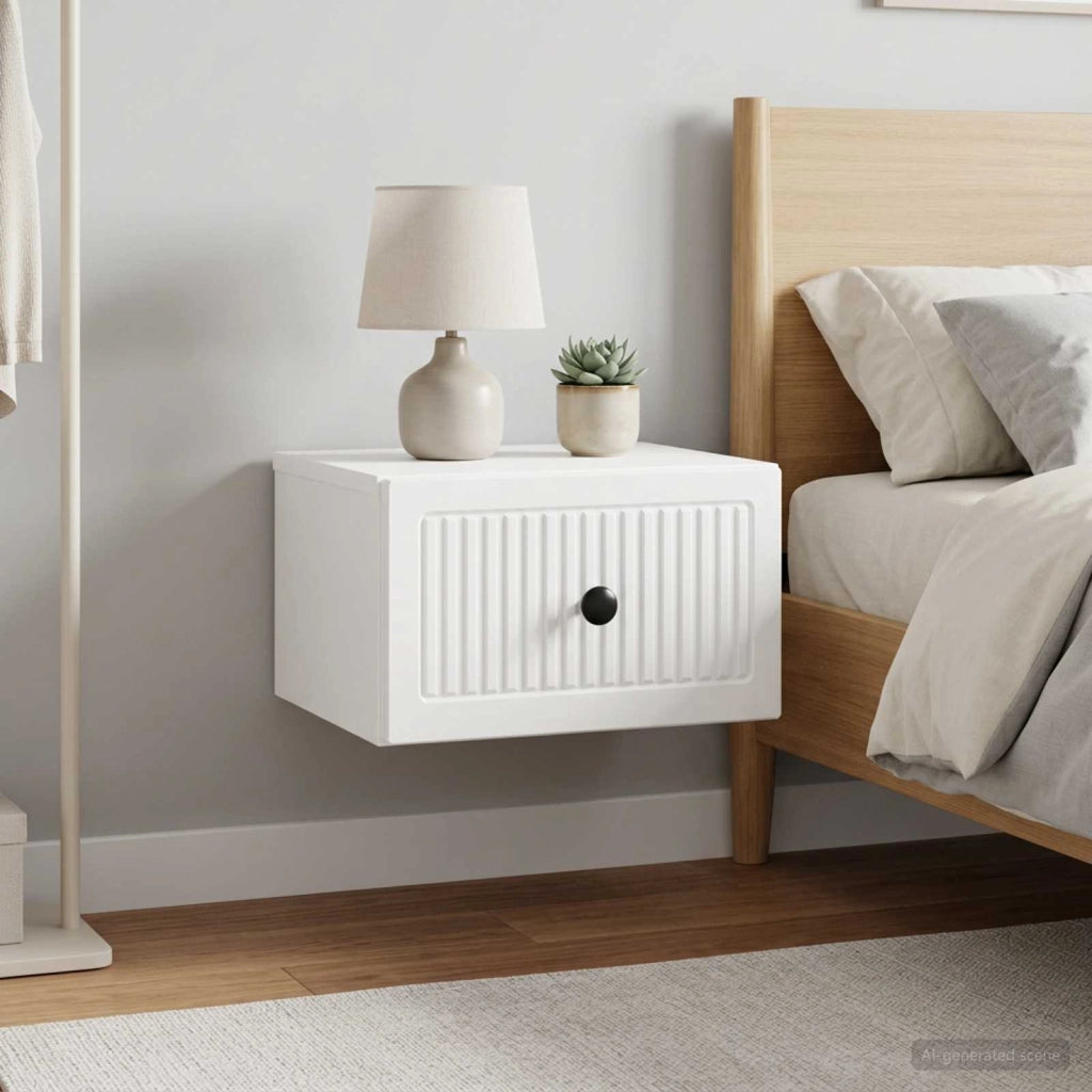 Mobiletto da notte a muro 2 pz Bianco Lucido 33 x 34,5 x 20 cm 897924