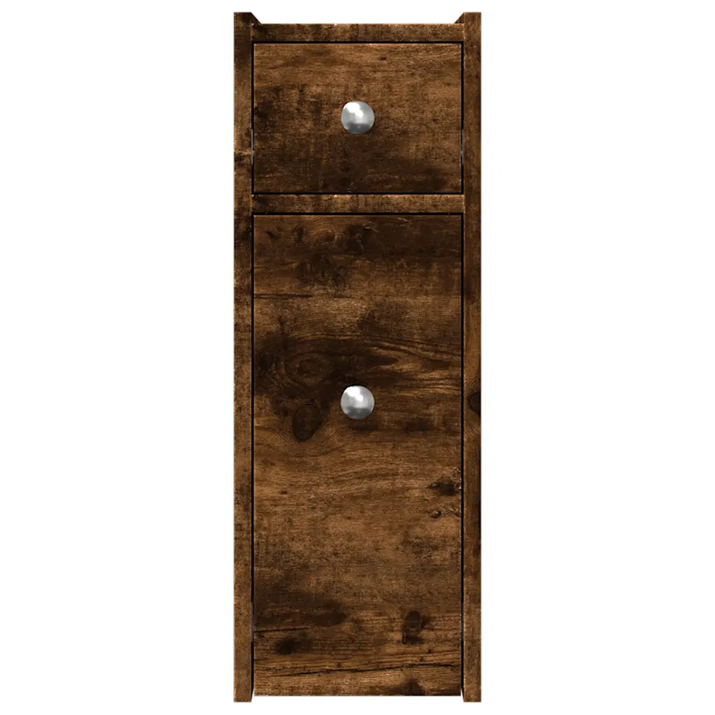 Mobile contenitore stretto con rotelle 21,5 x 50 x 60 cm ampio spazio pratico struttura in legno composito finitura rovere affumicato 02_0050659