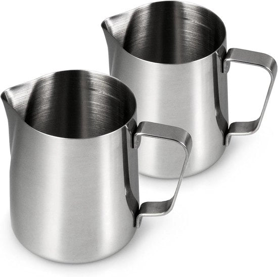 Set di cannucce in acciaio inossidabile - per caffè e latte art - set da 2 - finitura alta luce argento - 350ml