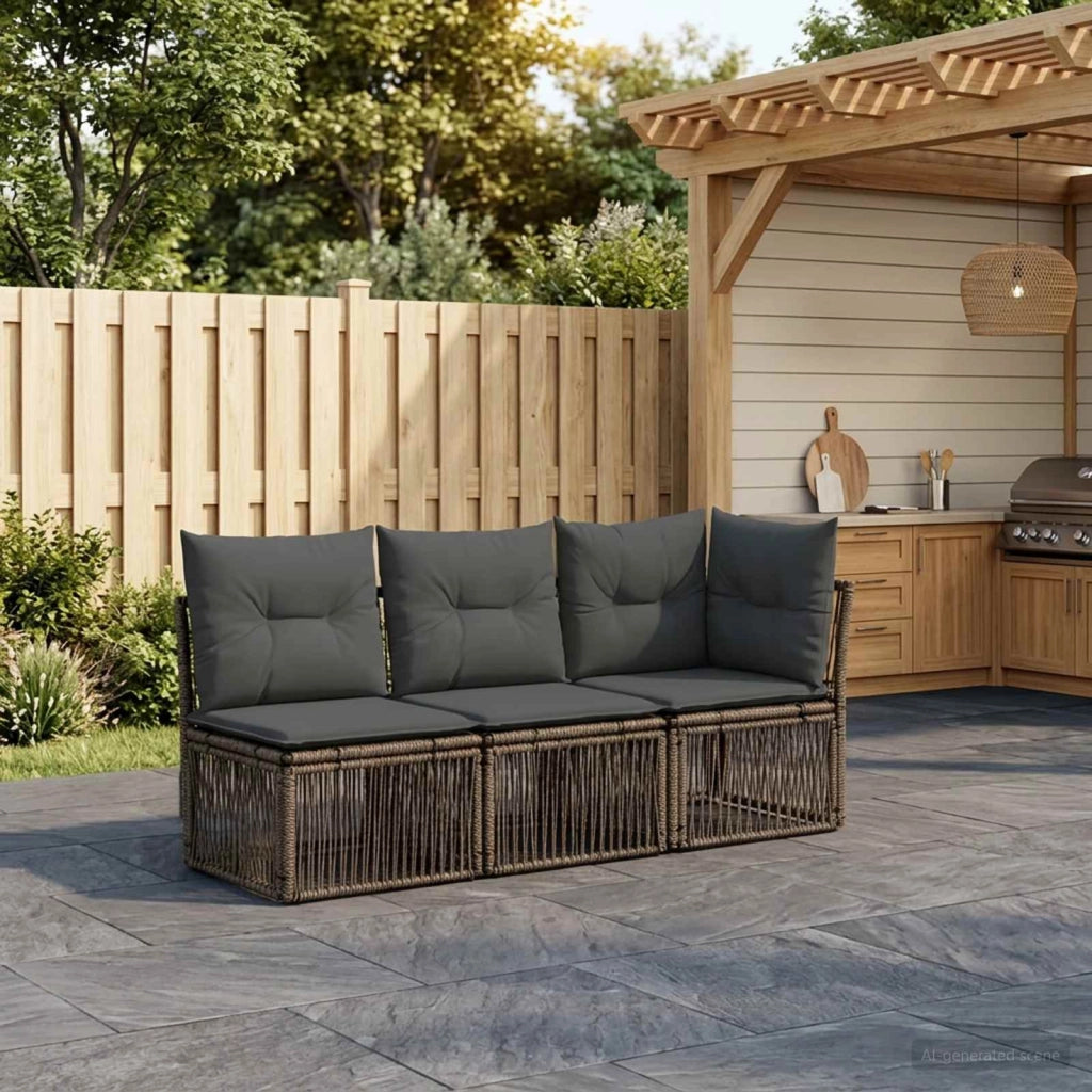 Set Divano da Giardino 3 pz 3-Numero di posti Grigio polyrattan 3434177