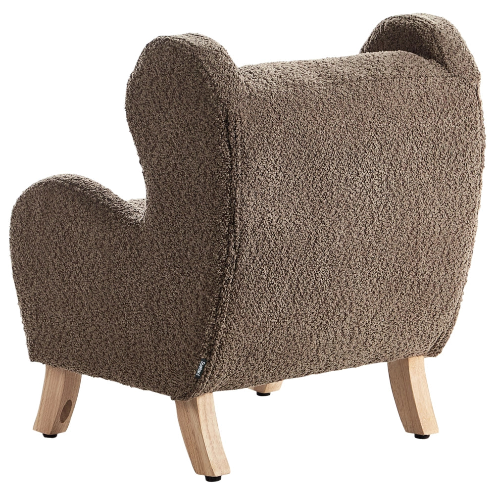 Sedia imbottita in bouclé marrone con braccioli Sedile per bambini Design moderno