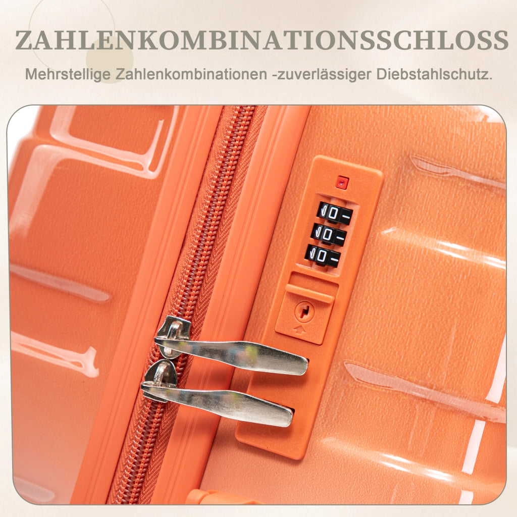 Set composto da due valigette girevoli in PC da 14"/20" con lucchetto a combinazione e trousse per cosmetici da 14" (rosse)