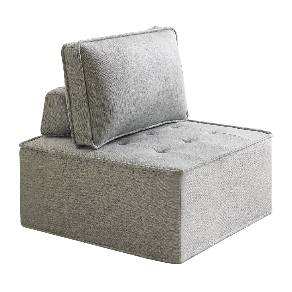 Sofà modulare compatto in grigio chiaro, design salvaspazio per piccoli ambienti