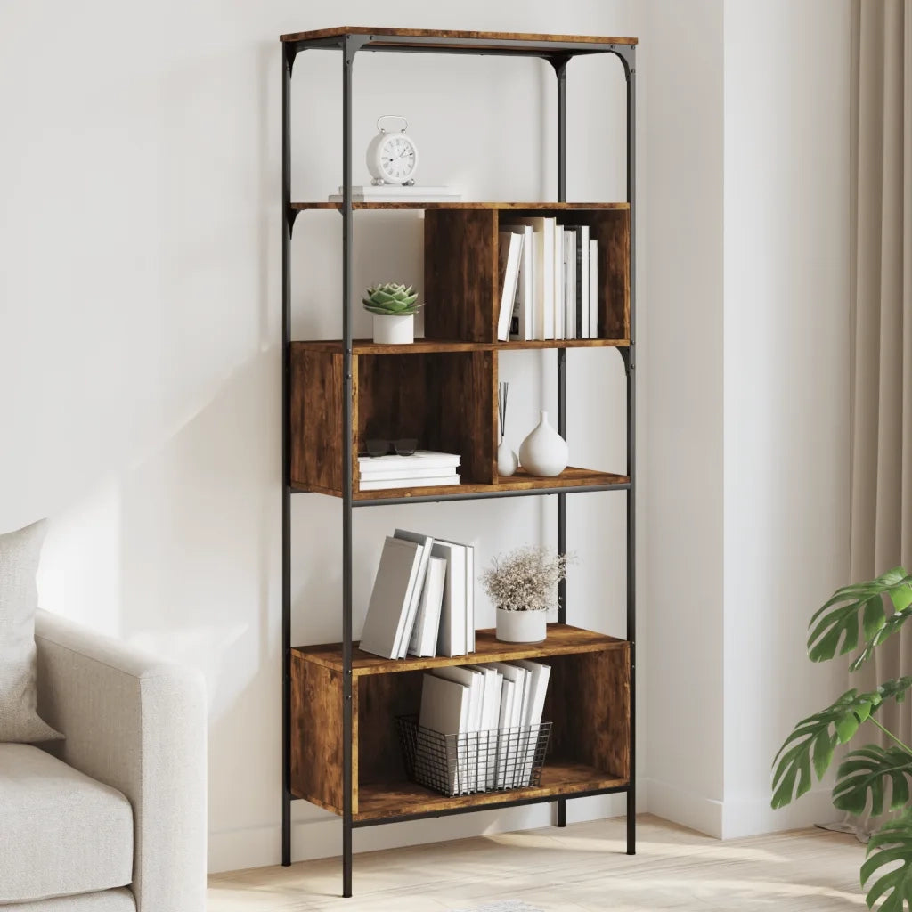 Libreria 5 Ripiani Rovere Fumo 76x33x188,5 cm Legno Multistrato 839005