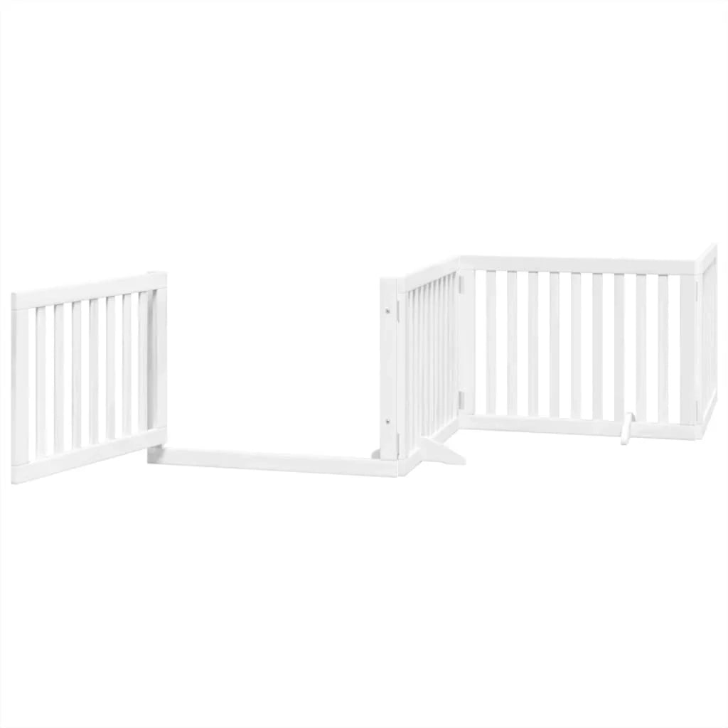 Cancelletto di sicurezza per animali domestici porta pieghevole 6 pannelli legno di pioppo bianco 02_0023235