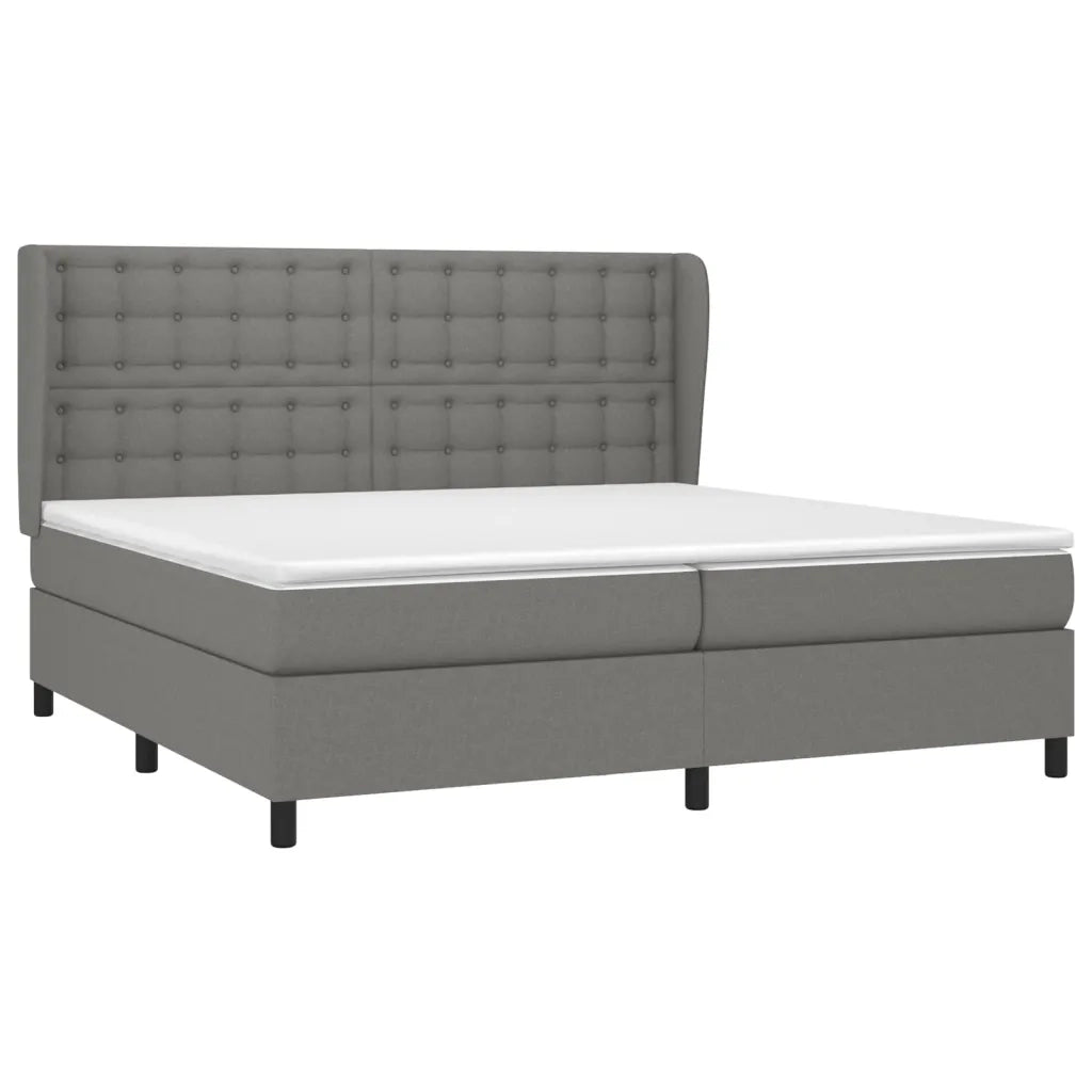 Giroletto a Molle con Materasso Grigio Scuro 200x200 cm Tessuto 3128310