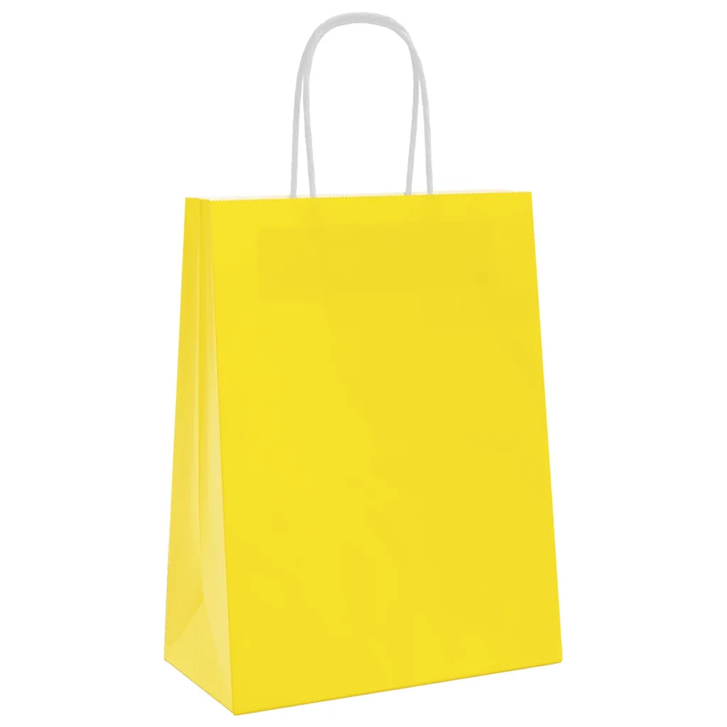 Sacchetti di Carta 250 pz con Manici Gialli 21x11x28 cm 4101783