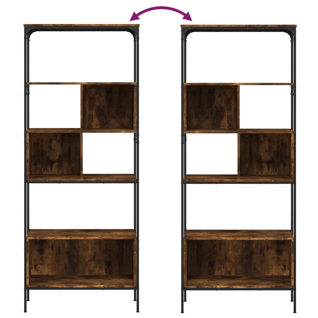 Libreria 5 Ripiani Rovere Fumo 76x33x188,5 cm Legno Multistrato 839005