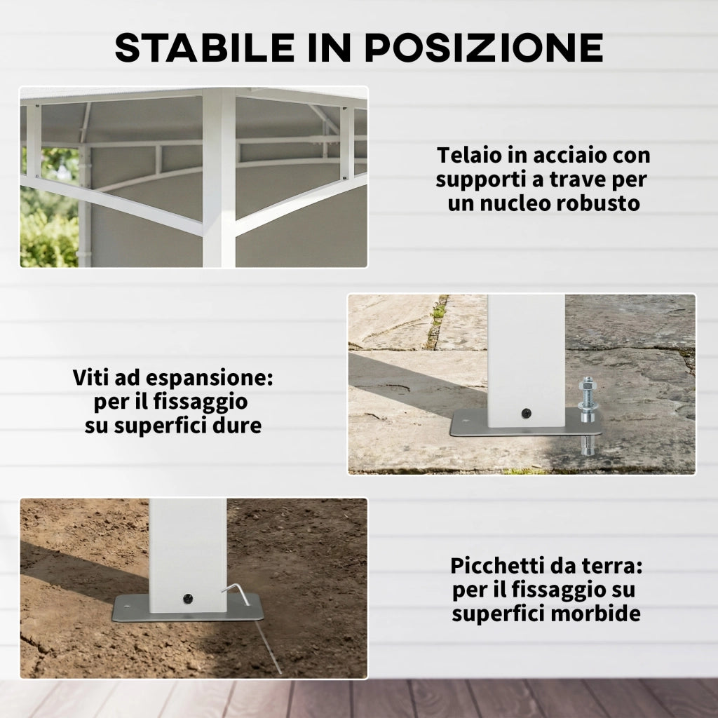 Gazebo da Giardino 3x3 m ¨C zephmum ¨C Metallo, Bianco Crema